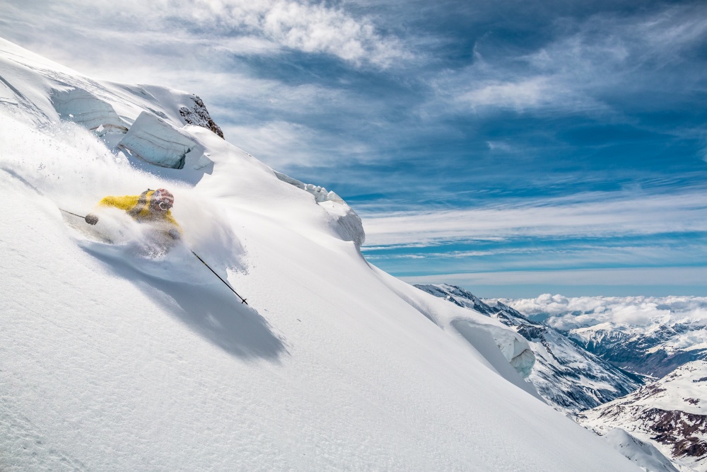 Skier Deep Powder Action by Tristan Shu — canvas wall art