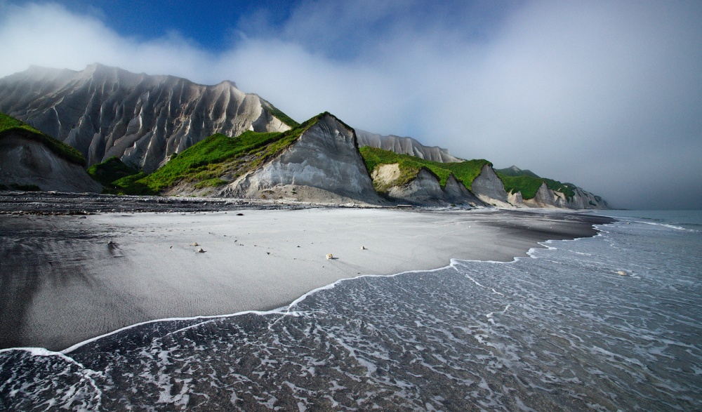 Misty Coastal Cliffs by Alexey Kharitonov — canvas wall art