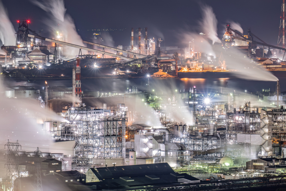 Glowing Industrial Complex by Kobayashi Tetsurou — canvas wall art