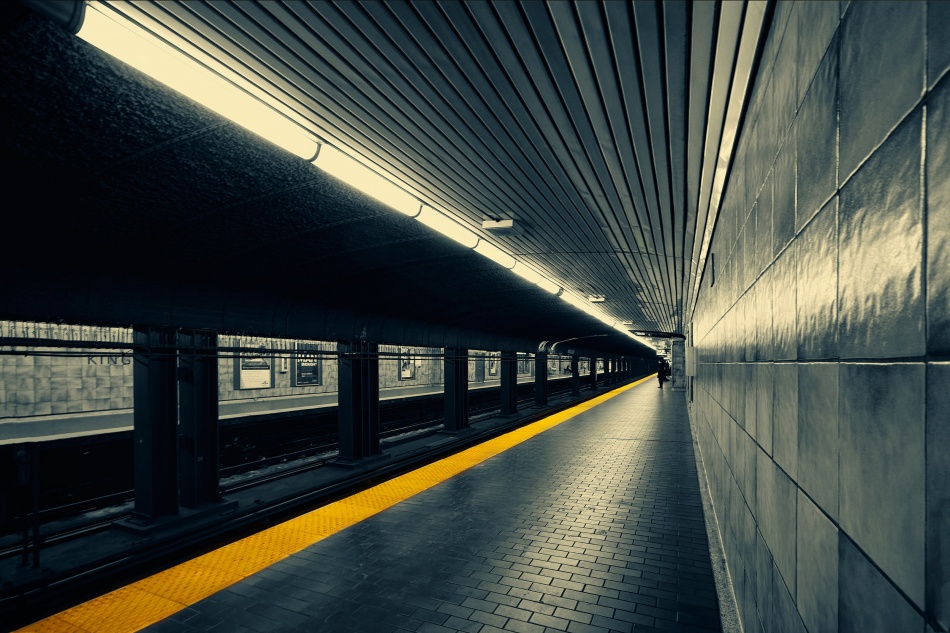 Empty Subway Platform by Dr. Roland Shainidze — canvas wall art