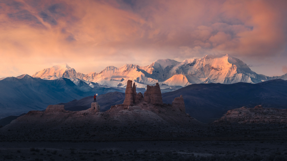 Explorer's Mountain Sunset by qiye — canvas wall art