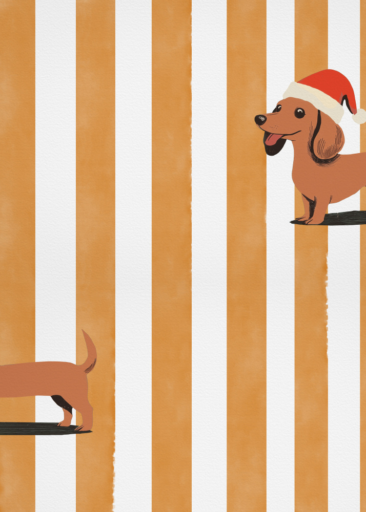 Happy Santa Dachshund by Old Artists Studio — canvas wall art