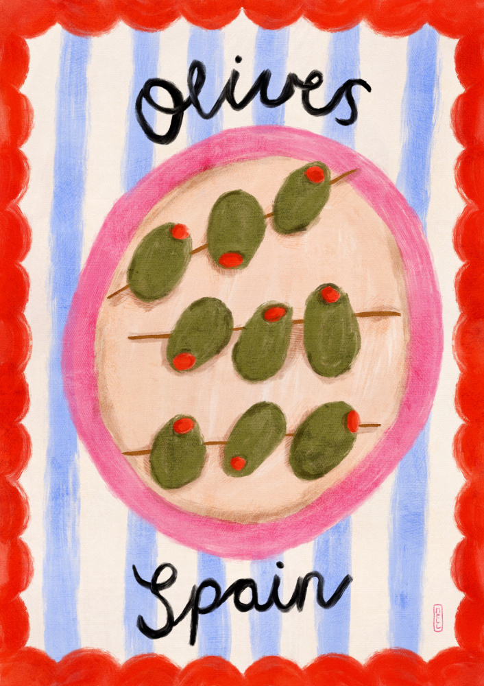 Spanish Olives Plate by Dirkie Nell — canvas wall art
