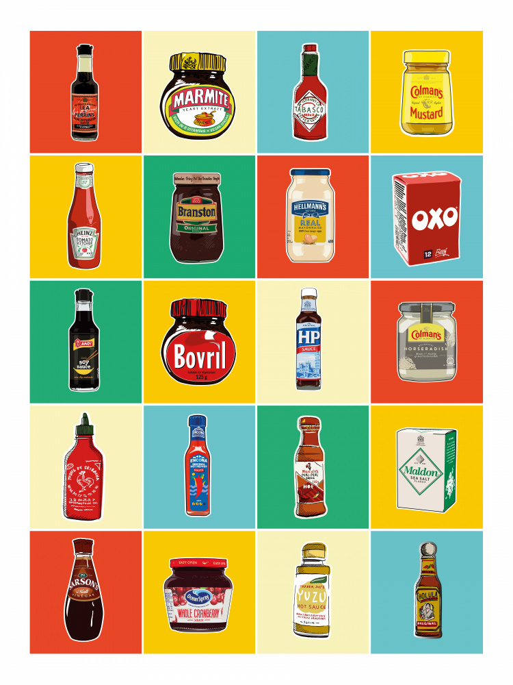 Classic Condiment Collection by WallChart Art Studio — canvas wall art