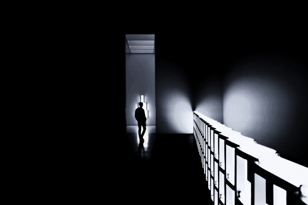 Lone Figure Bright Hallway by Philippe-M — canvas wall art