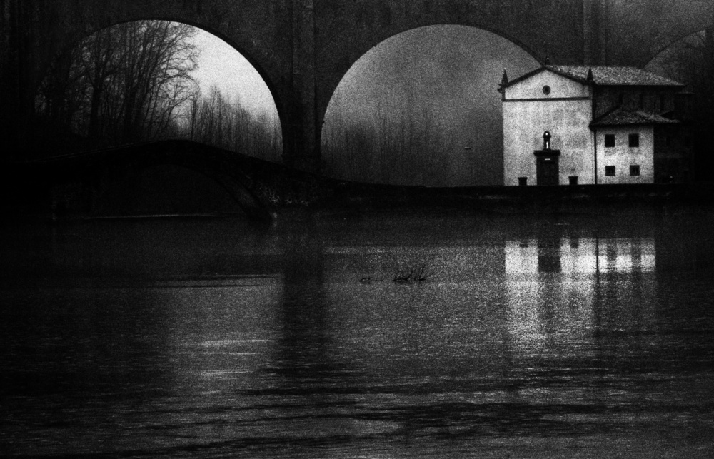 River Church Reflections by Franco Maffei — canvas wall art