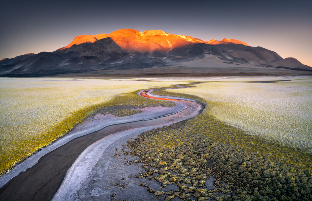 Golden Mountain River by Karol Nienartowicz — canvas wall art