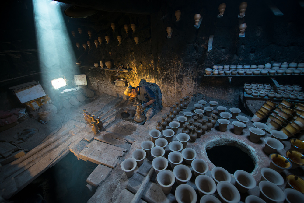 Potter's Workshop Light by C. Mei — canvas wall art