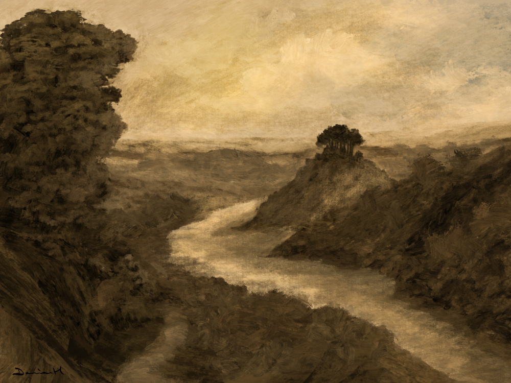 Winding Valley River by Dan Hobday — canvas wall art