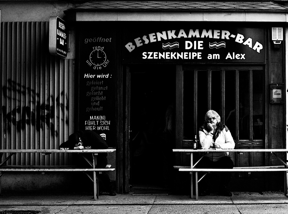Pensive Woman Urban Bar by Andrei Nicolas - The Traveler — canvas wall art