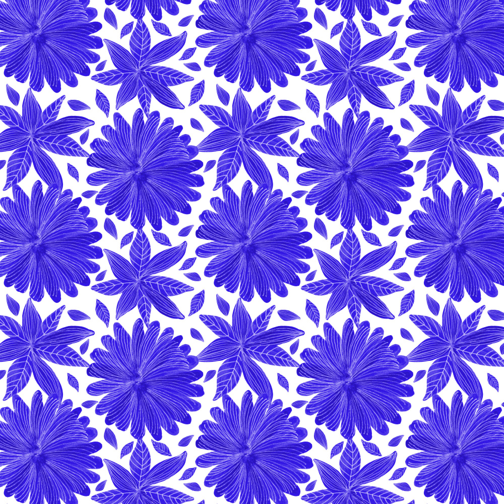 Vibrant Blue Botanical Pattern by Michele Channell — canvas wall art