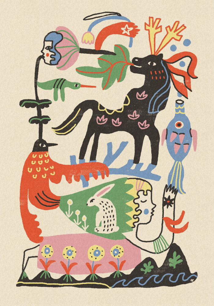 Enchanted Folk Art Gathering by Raipa Studio — canvas wall art
