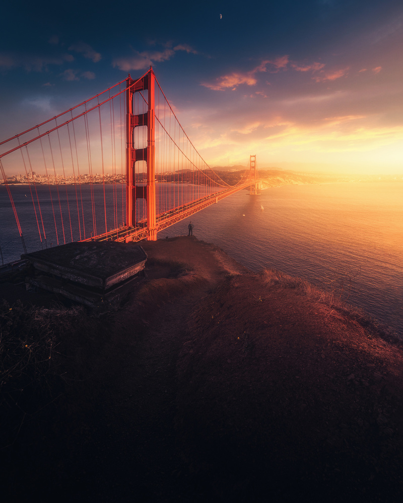 Golden Gate Bridge Sunset by David George — canvas wall art