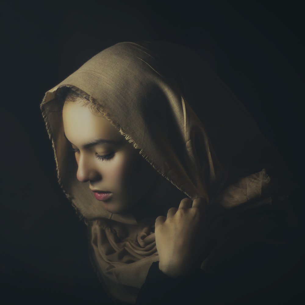 Pensive Veiled Woman by Heru Sulistyono — canvas wall art