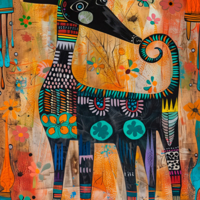 Colorful Folk Dog