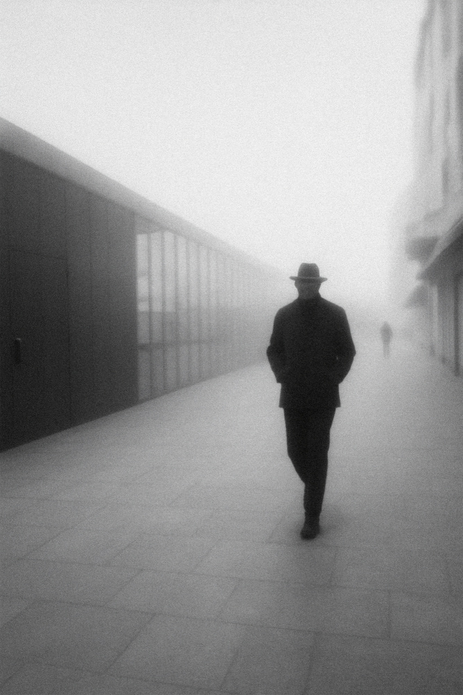 Solitary Figure in Fog by Parole Kim — canvas wall art