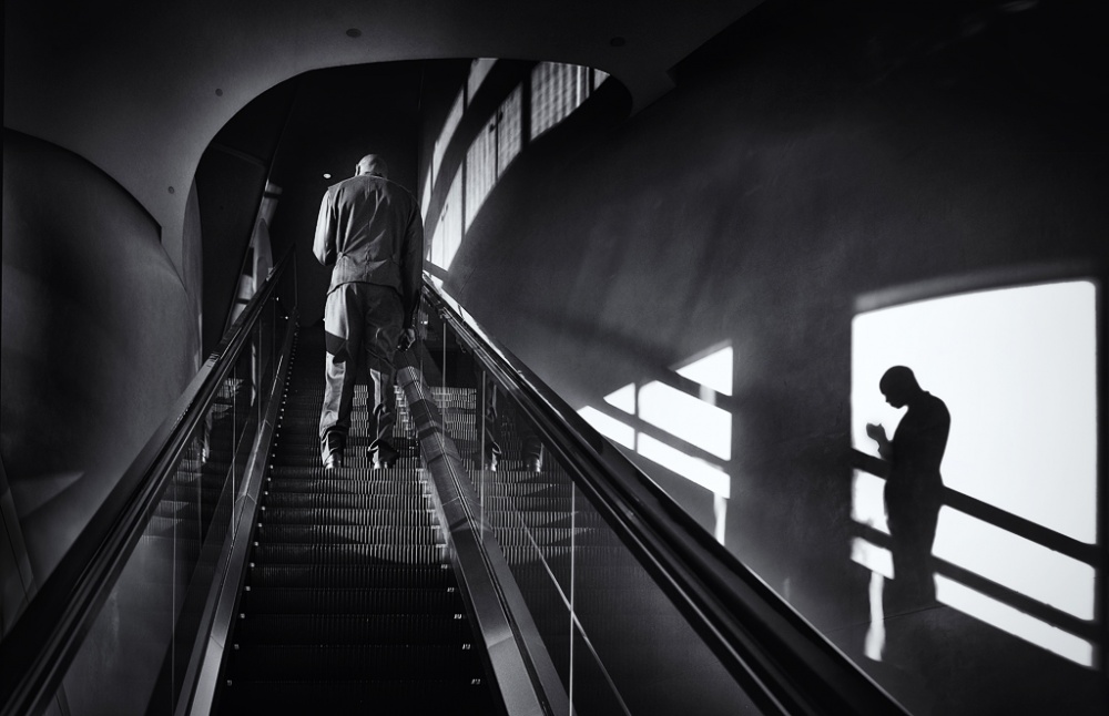 Man Ascending Shadows by Izidor Gasperlin — canvas wall art