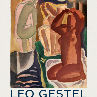 Two Bathing Women and a Bridge Figure