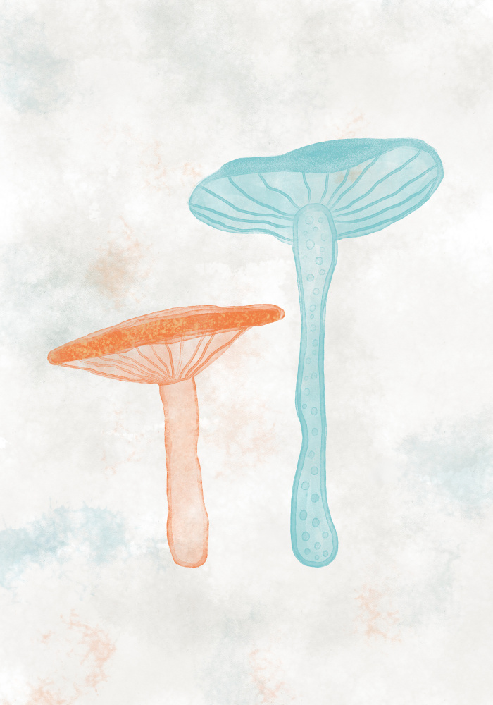 Whimsical Watercolor Mushrooms by Gulcihan Ozguc — canvas wall art