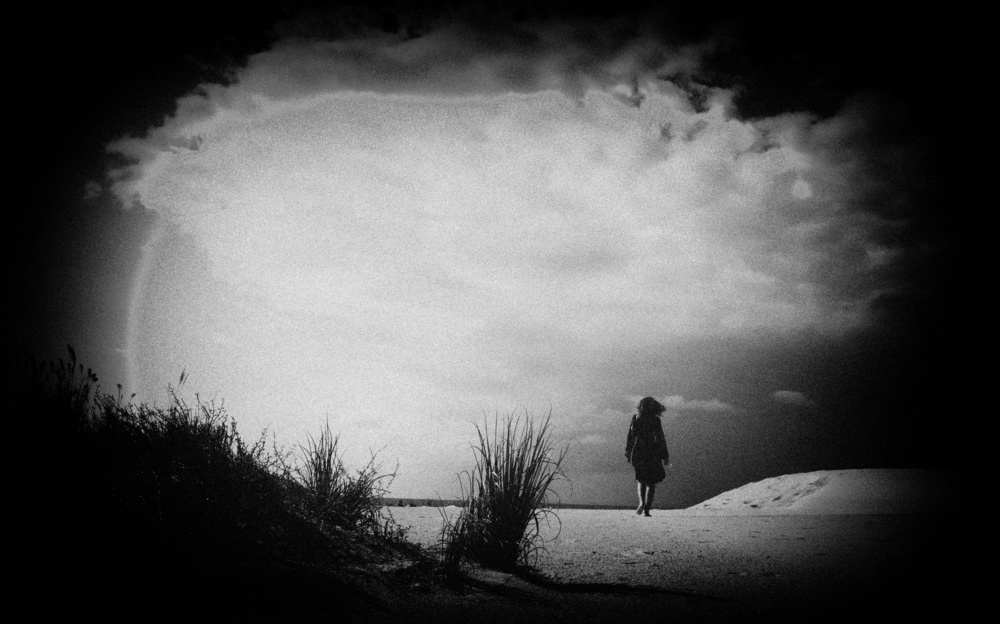 Solitary Beach Walk by Miki Meir Levi — canvas wall art
