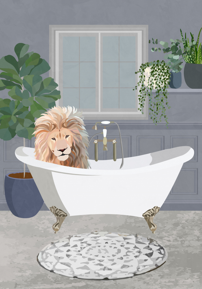 Lion's Bathtub Retreat by Sarah Manovski — canvas wall art