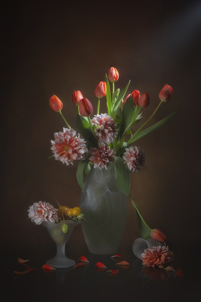 Elegant Floral Still Life by Lydia Jacobs — canvas wall art