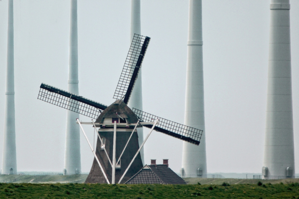 Dutch Windmill Modern Turbines by Max Witjes — canvas wall art