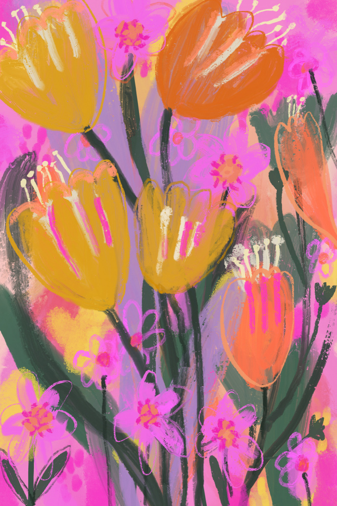 Vibrant Petal Dance by Treechild — canvas wall art