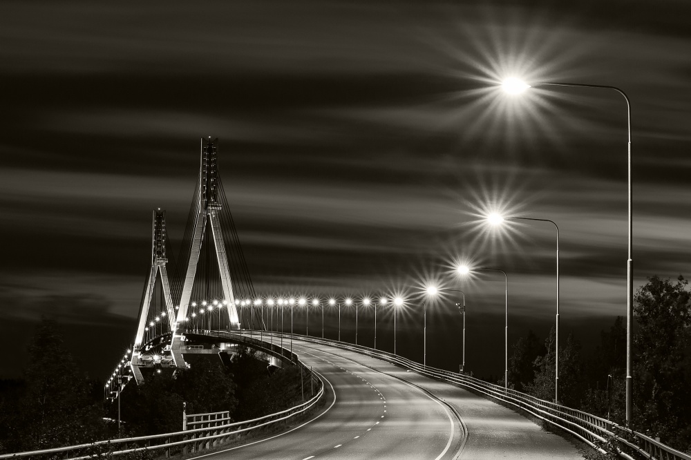 Glowing Night Bridge by Harri Aho — canvas wall art