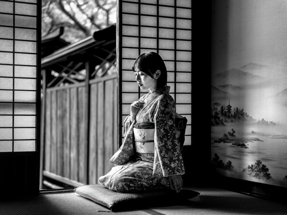 Japanese Kimono Serenity by Yuzo Fujii — canvas wall art