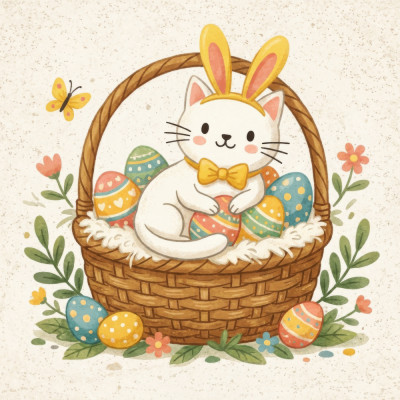 Whimsical Easter Cat