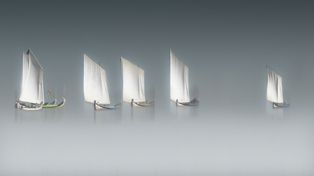 Misty Sailboats by Rui Correia — canvas wall art