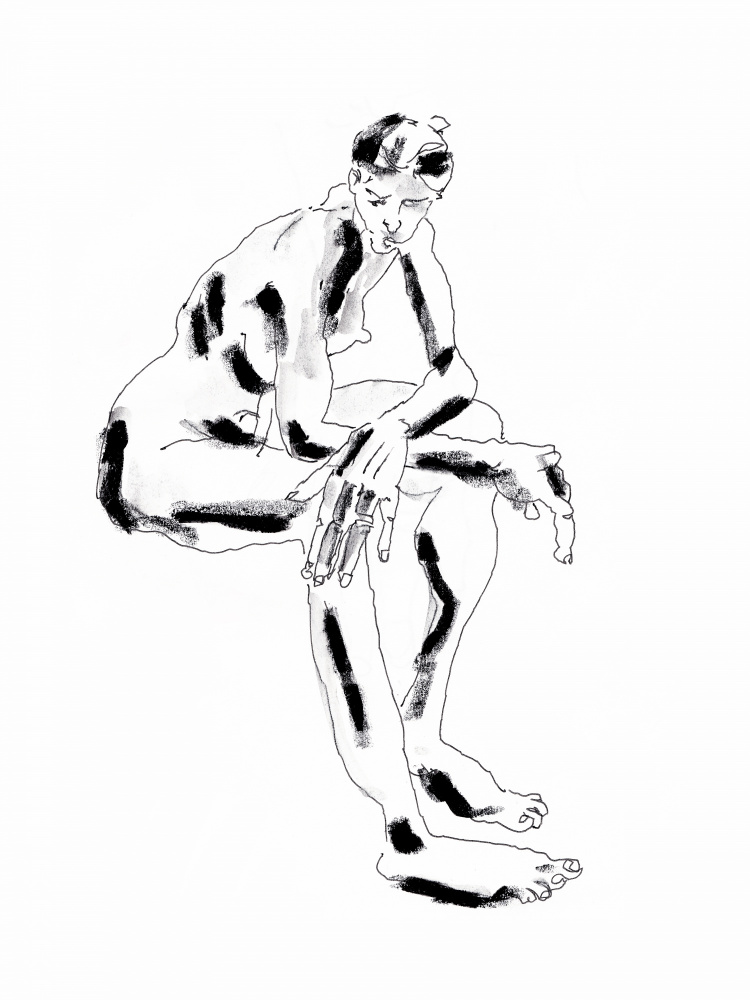 Seated Contemplative Figure by Francesco Gulina — canvas wall art