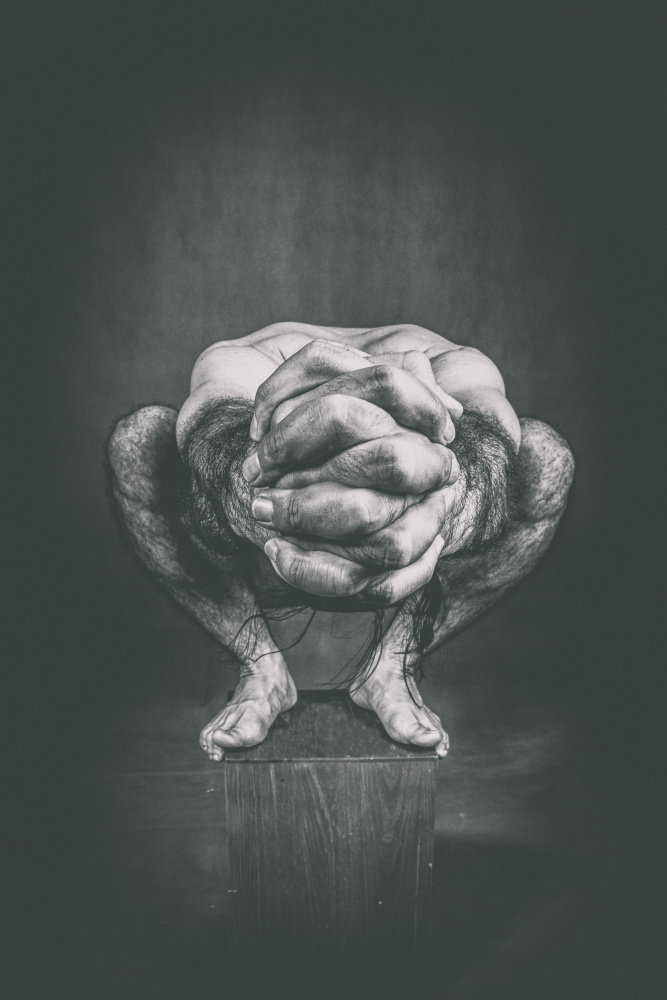 Hunched In Thought by Afshin Saeidinia — canvas wall art