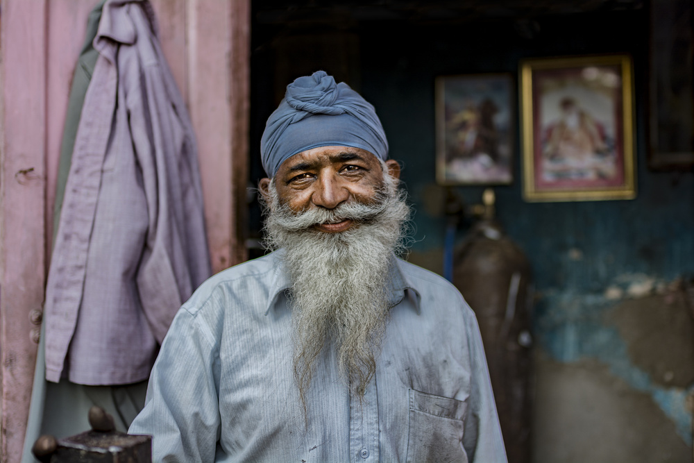 Smiling Sikh Man by Yasemin Bakan — canvas wall art