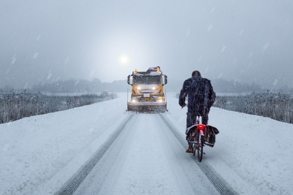 Winter Cycling Snow Plow by Tom Baetsen - xlix.nl — canvas wall art
