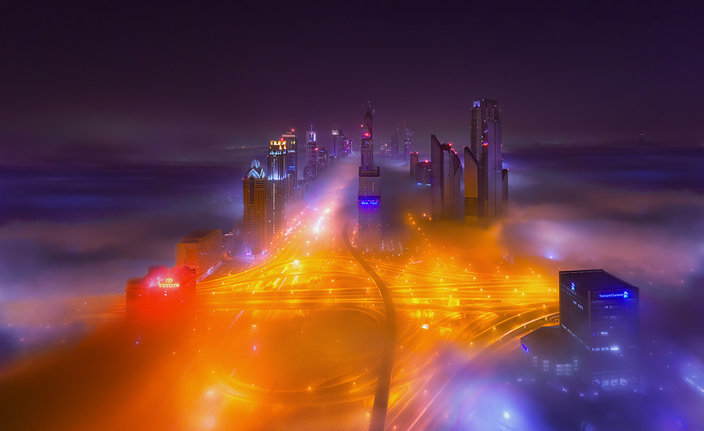 Glowing Urban Fog by Mohammad Rustam — canvas wall art