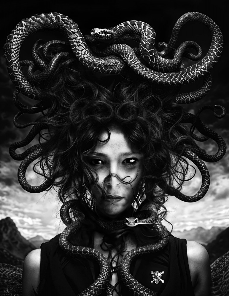 Dark Medusa by Manu Allicot — canvas wall art