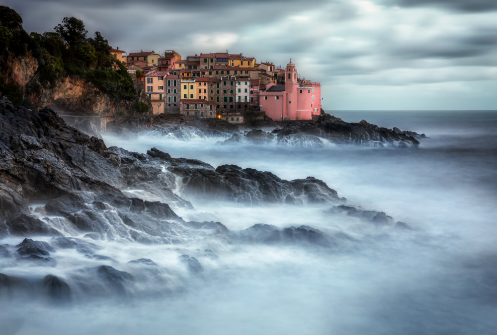 Mediterranean Cliffside Village by Fiorenzo Carozzi — canvas wall art