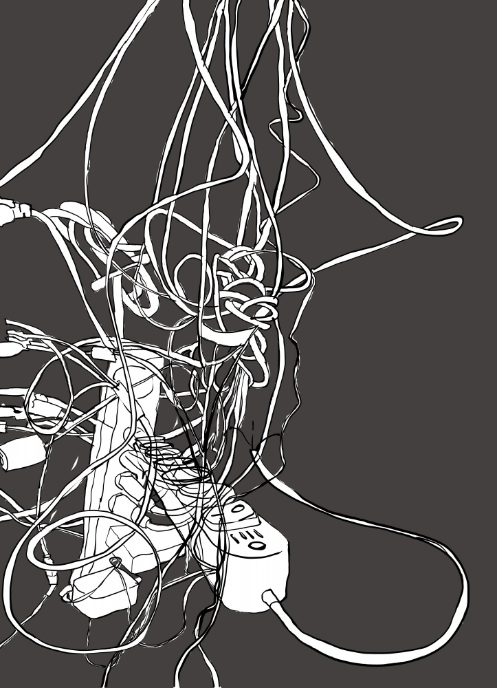 Tangled Electronic Cables by XHOZUCAN — canvas wall art