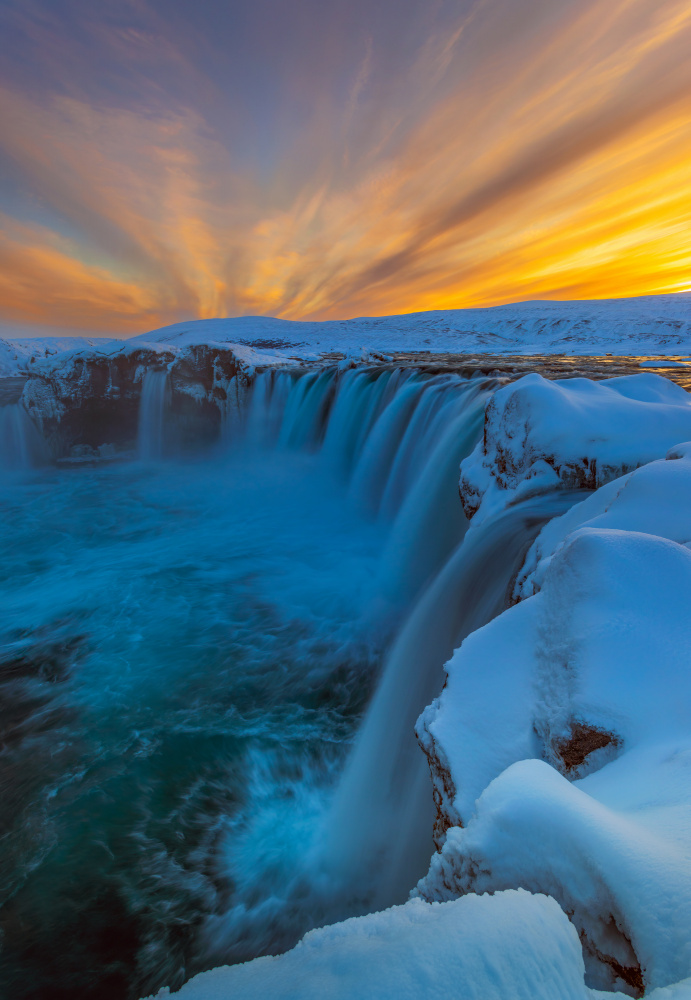 Godafoss Golden Sky by Rune Askeland — canvas wall art