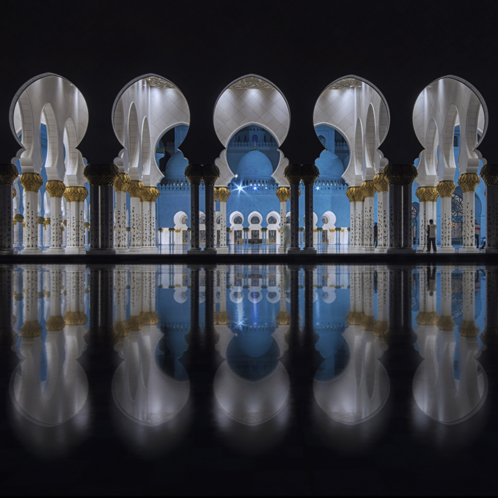 Grand Mosque Reflection by Ahmed Thabet — canvas wall art