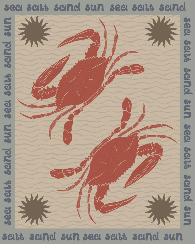 Coastal Crabs and Sun by Radhika Modi — canvas wall art