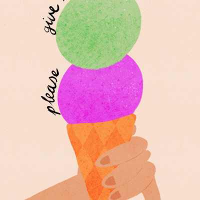 Please Give Me Gelato Ice Cream Typography Poster Blueberry and Mint