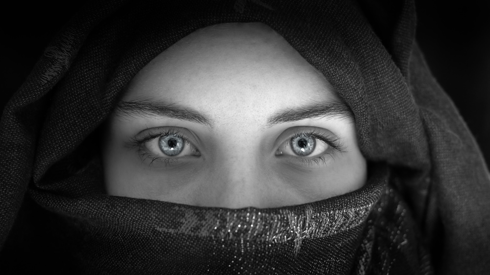Intense Veiled Eyes by Franziskus Pfleghart — canvas wall art