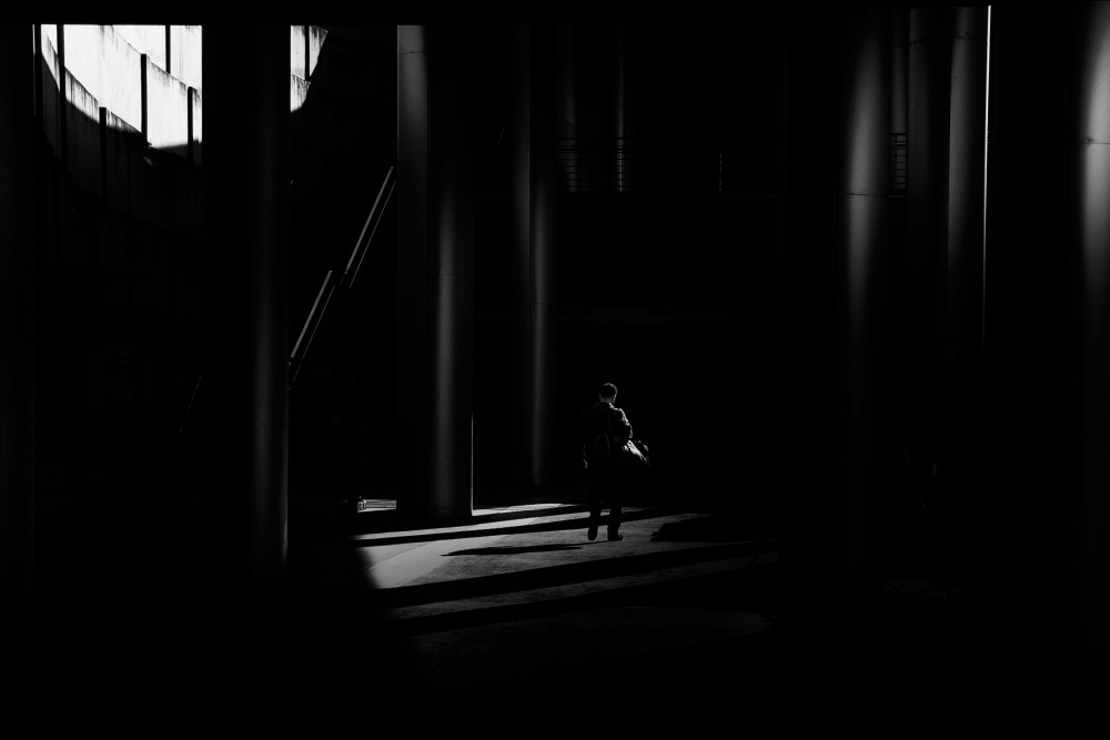 Solitary Figure In Shadows by Antonio Grambone — canvas wall art