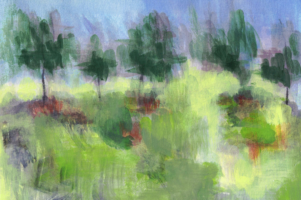 Impressionist Green Trees by Lori Ann Folz — canvas wall art