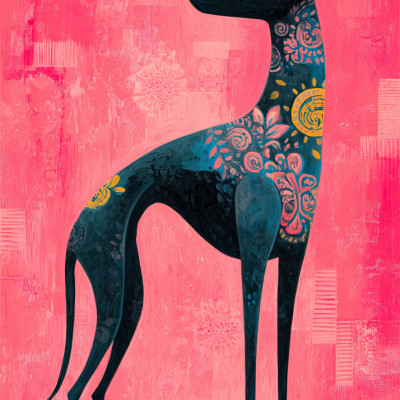 Elegant Floral Greyhound