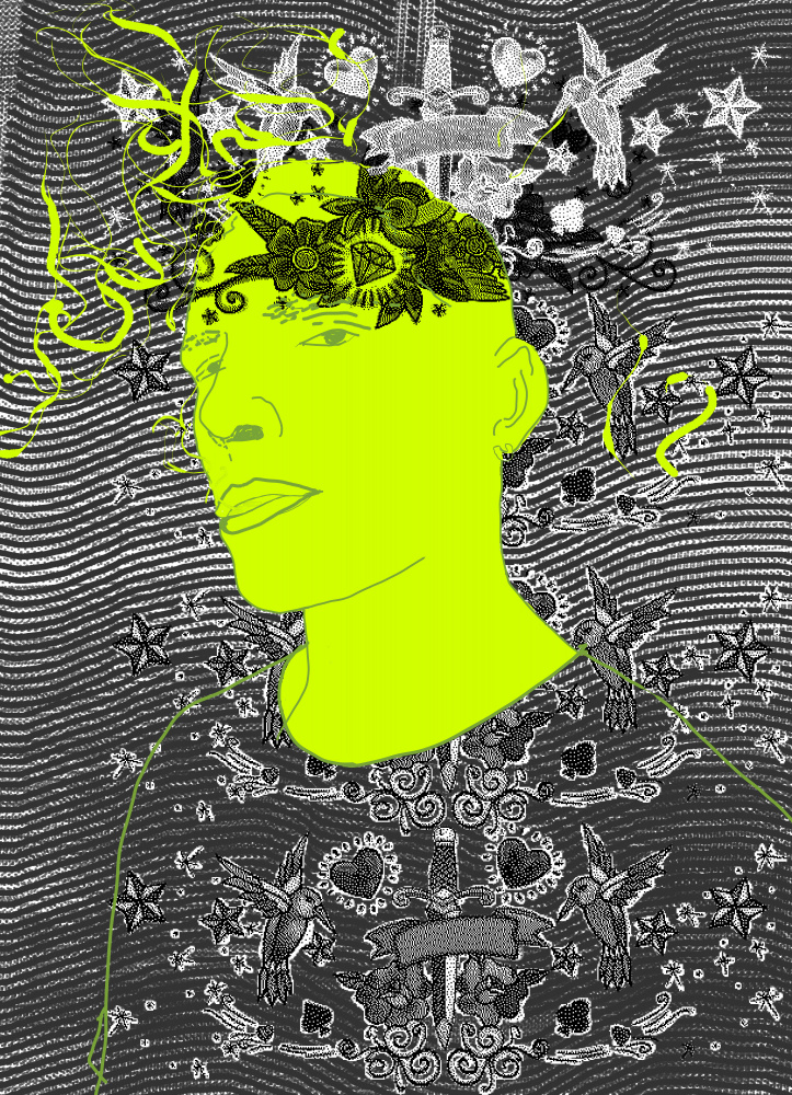 Neon Patterned Portrait by XHOZUCAN — canvas wall art