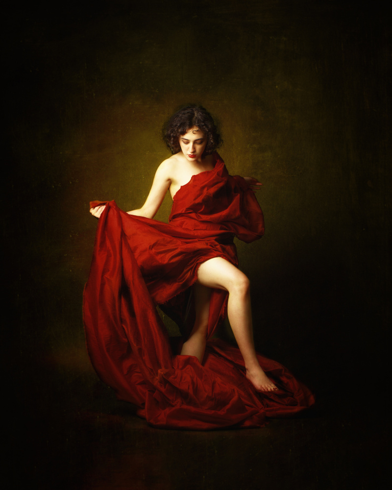 Woman In Red Drape by Mehdi Mokhtari — canvas wall art